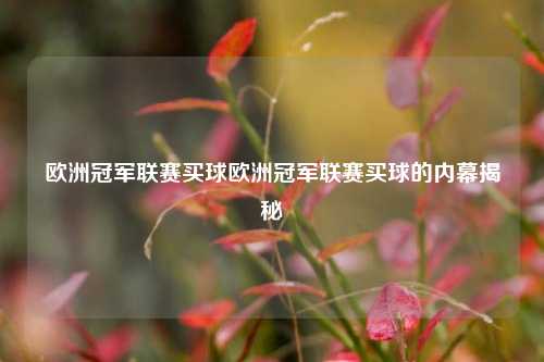 欧洲冠军联赛买球欧洲冠军联赛买球的内幕揭秘