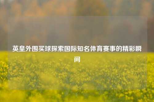 英皇外围买球探索国际知名体育赛事的精彩瞬间