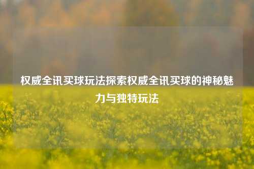 权威全讯买球玩法探索权威全讯买球的神秘魅力与独特玩法