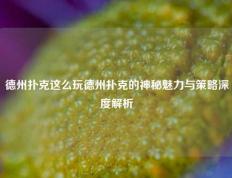 德州扑克这么玩德州扑克的神秘魅力与策略深度解析