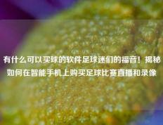 有什么可以买球的软件足球迷们的福音！揭秘如何在智能手机上购买足球比赛直播和录像