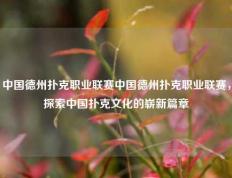 中国德州扑克职业联赛中国德州扑克职业联赛，探索中国扑克文化的崭新篇章