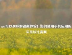 app可以买球解锁新体验！如何使用手机应用购买足球比赛票