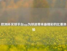 欧洲杯买球平台app为球迷带来最精彩的比赛体验