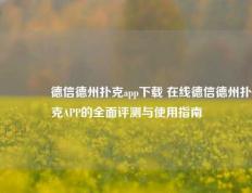 🥈德信德州扑克app下载 在线德信德州扑克APP的全面评测与使用指南
