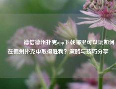 👍德信德州扑克app下载哪里可以玩如何在德州扑克中取得胜利？策略与技巧分享