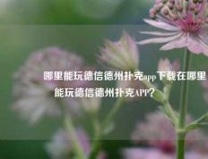 👉哪里能玩德信德州扑克app下载在哪里能玩德信德州扑克APP？