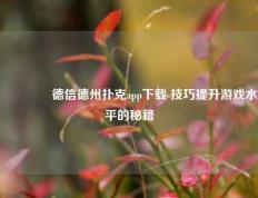 🥉德信德州扑克app下载 技巧提升游戏水平的秘籍