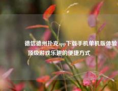 👈德信德州扑克app下载手机单机版体验顶级游戏乐趣的便捷方式