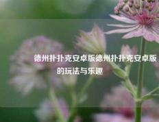 🥇德州扑扑克安卓版德州扑扑克安卓版的玩法与乐趣