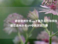 🎖️德信德州扑克app下载怎么打如何在德信德州扑克APP中高效地打牌
