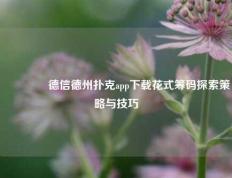 🥉德信德州扑克app下载花式筹码探索策略与技巧