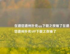 👍在德信德州扑克app下载之夜输了在德信德州扑克APP下载之夜输了