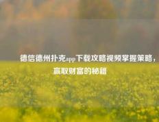✌️德信德州扑克app下载攻略视频掌握策略，赢取财富的秘籍