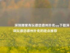 🏅深圳哪里有玩德信德州扑克app下载深圳玩德信德州扑克的地点推荐