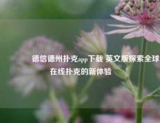 🥉德信德州扑克app下载 英文版探索全球在线扑克的新体验