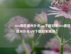 🌈2016德信德州扑克app下载冠军2016德信德州扑克APP下载冠军揭晓