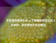 ✌️手机德信德州扑克app下载辅助助您轻松上手游戏，体验德州扑克的魅力