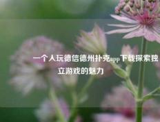 👈一个人玩德信德州扑克app下载探索独立游戏的魅力