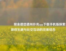 🥉现金德信德州扑克app下载手机版探索游戏乐趣与社交互动的完美结合