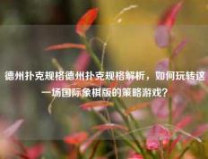 德州扑克规格德州扑克规格解析，如何玩转这一场国际象棋版的策略游戏？