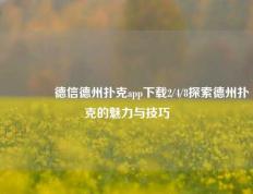 🌈德信德州扑克app下载2/4/8探索德州扑克的魅力与技巧