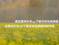 🎖️德信德州扑克app下载济州岛高额德信德州扑克APP下载济州岛高额利润攻略