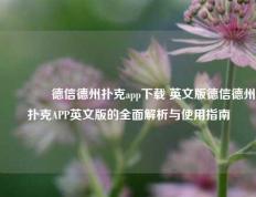 🌈德信德州扑克app下载 英文版德信德州扑克APP英文版的全面解析与使用指南