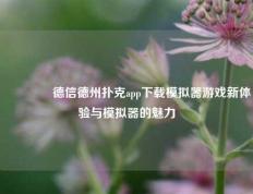 👍德信德州扑克app下载模拟器游戏新体验与模拟器的魅力