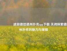 👍途游德信德州扑克app下载 关闭探索德州扑克的魅力与策略