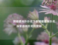 🏅博雅德州扑扑克下载博雅德州扑克，探索德州扑克的奥秘