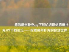 🥈德信德州扑克app下载论坛德信德州扑克APP下载论坛——探索德州扑克的智慧世界