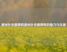 德州扑克棋牌群德州扑克棋牌群的魅力与乐趣