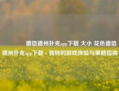 👉德信德州扑克app下载 大小 花色德信德州扑克app下载 - 独特的游戏体验与策略指南