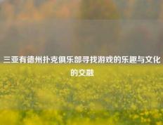 三亚有德州扑克俱乐部寻找游戏的乐趣与文化的交融