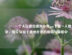 👈一个人玩德信德州扑克app下载一人独坐，指尖穿梭于德州扑克的规则与策略中