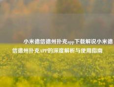 🏆小米德信德州扑克app下载解说小米德信德州扑克APP的深度解析与使用指南