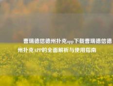 🥈曹瑞德信德州扑克app下载曹瑞德信德州扑克APP的全面解析与使用指南
