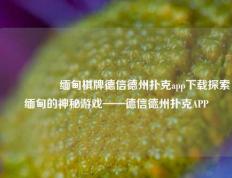 🎖️缅甸棋牌德信德州扑克app下载探索缅甸的神秘游戏——德信德州扑克APP
