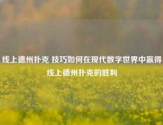 线上德州扑克 技巧如何在现代数字世界中赢得线上德州扑克的胜利