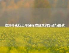 德州扑克线上平台探索游戏的乐趣与挑战