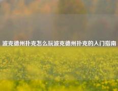 波克德州扑克怎么玩波克德州扑克的入门指南