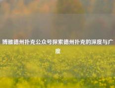 博雅德州扑克公众号探索德州扑克的深度与广度