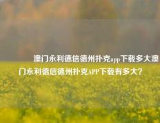 🌈澳门永利德信德州扑克app下载多大澳门永利德信德州扑克APP下载有多大？