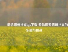 ✌️德信德州扑克app下载 索哈探索德州扑克的乐趣与挑战