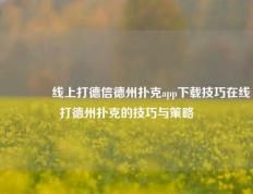 🥉线上打德信德州扑克app下载技巧在线打德州扑克的技巧与策略