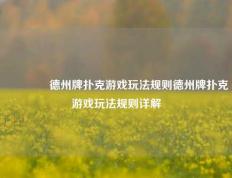 🥉德州牌扑克游戏玩法规则德州牌扑克游戏玩法规则详解
