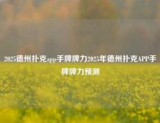 2025德州扑克app手牌牌力2025年德州扑克APP手牌牌力预测