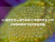 2025德州扑克app细节规则2025年德州扑克APP的详细规则解析与游戏策略指南