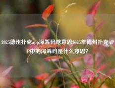 2025德州扑克app深筹码啥意思2025年德州扑克APP中的深筹码是什么意思？